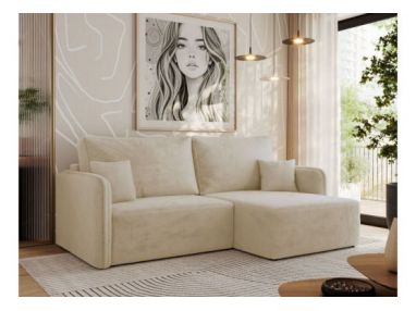 Narożnik MESTO L - strona prawa - kremowy, plusz