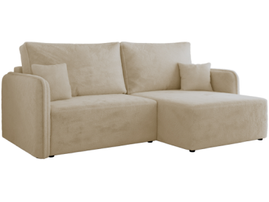 Narożnik MESTO L - strona prawa - kremowy, plusz