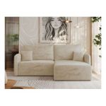 Narożnik MESTO L - strona prawa - kremowy, plusz