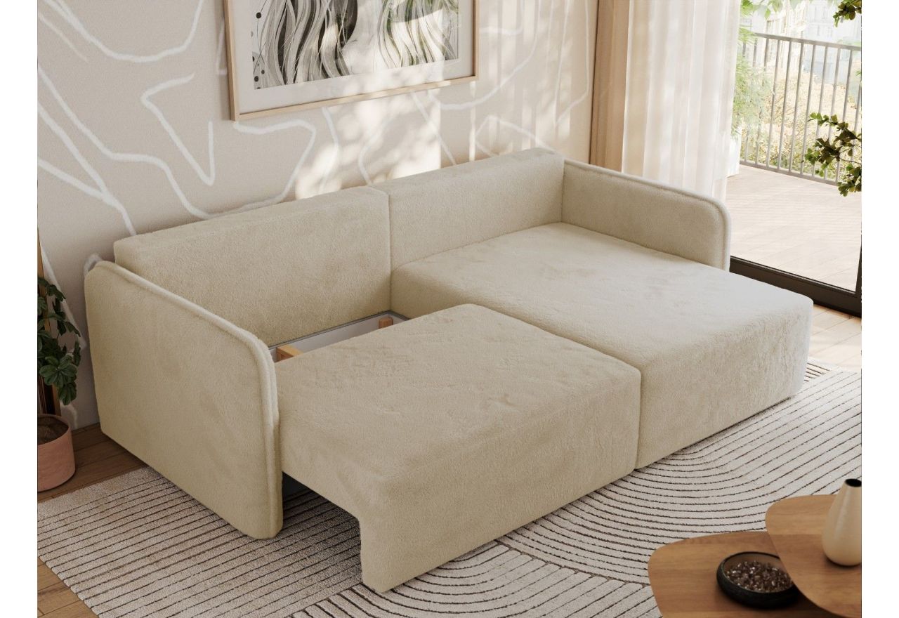 Narożnik MESTO L - strona prawa - kremowy, plusz