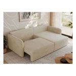 Narożnik MESTO L - strona prawa - kremowy, plusz