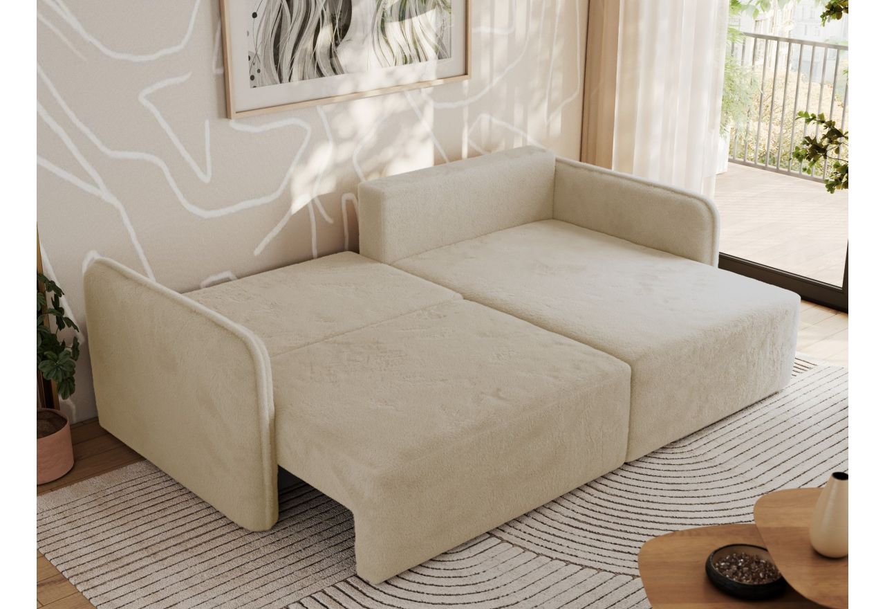 Narożnik MESTO L - strona prawa - kremowy, plusz