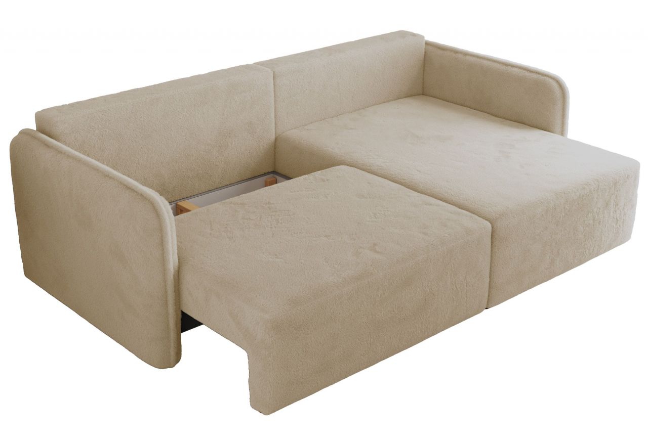 Narożnik MESTO L - strona prawa - kremowy, plusz