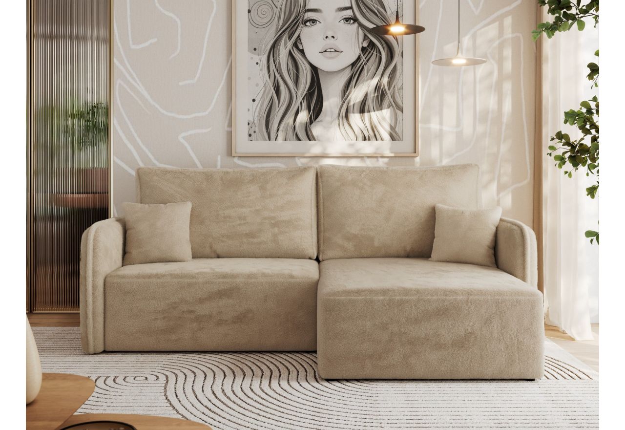 Narożnik MESTO L - strona prawa - beżowy, plusz