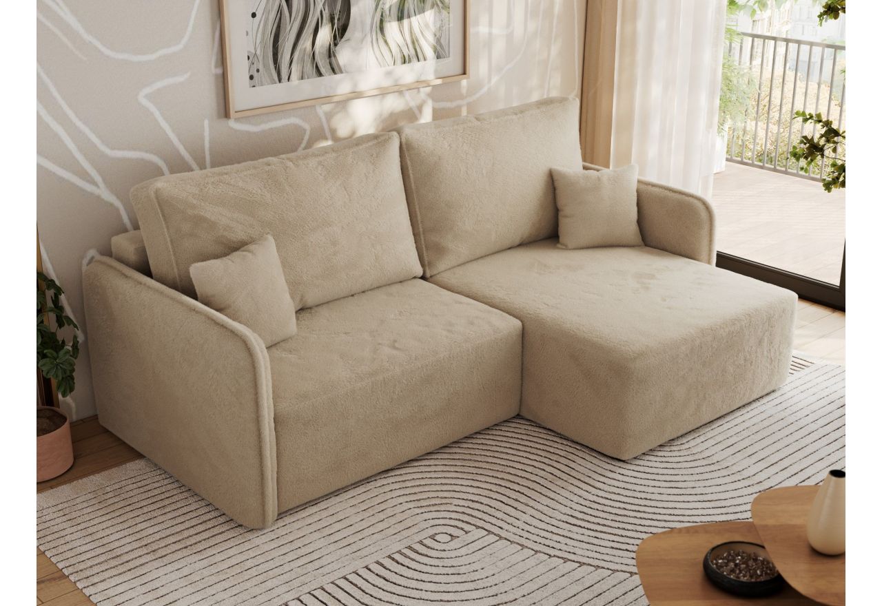 Narożnik MESTO L - strona prawa - beżowy, plusz