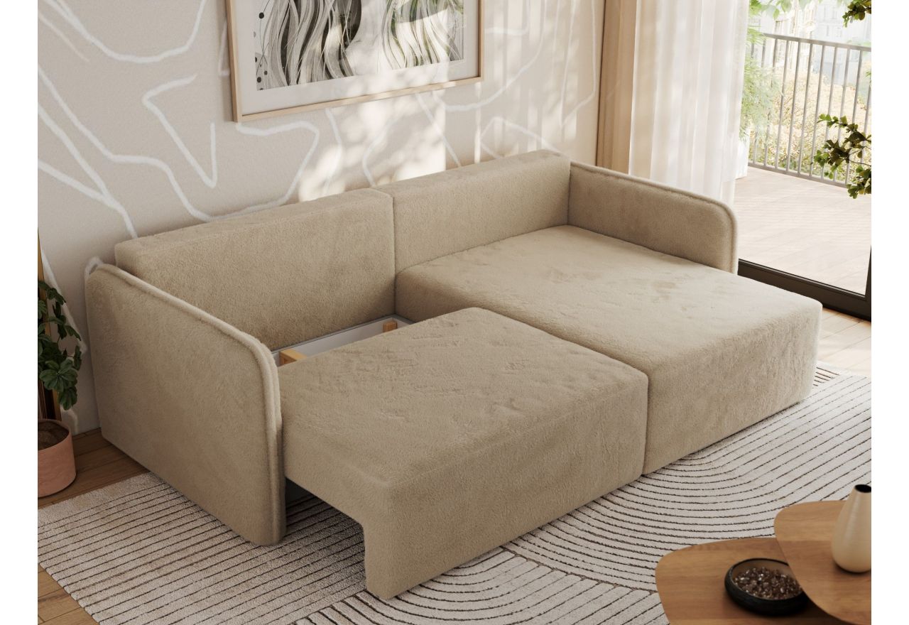 Narożnik MESTO L - strona prawa - beżowy, plusz