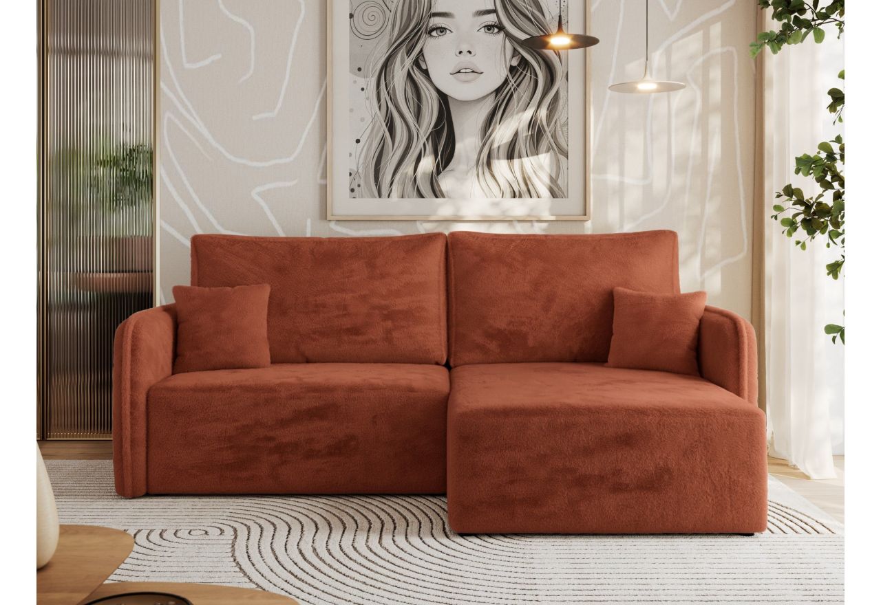 Narożnik MESTO L - strona prawa - pomarańczowy, plusz