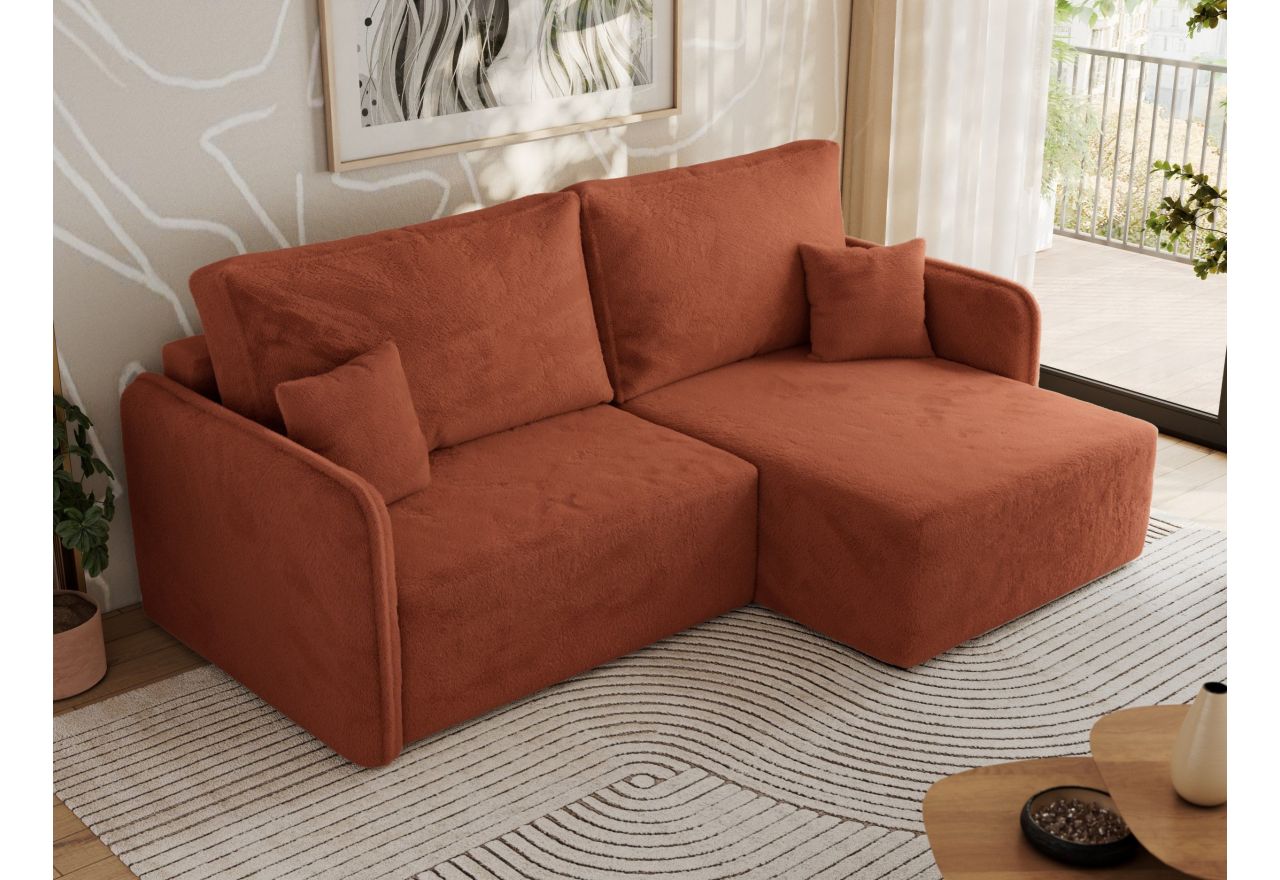 Narożnik MESTO L - strona prawa - pomarańczowy, plusz