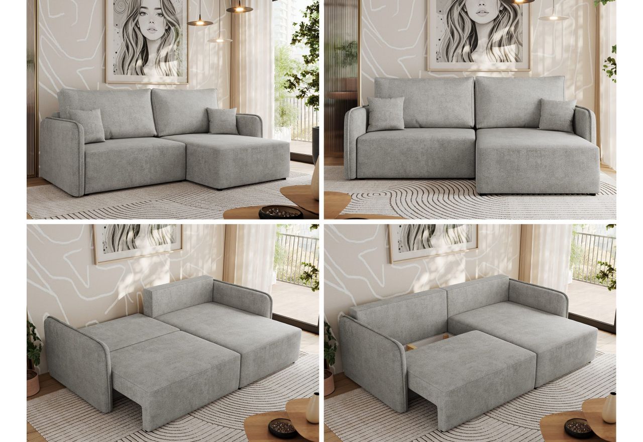 Narożnik MESTO L - strona prawa - jasnoszary, struktura