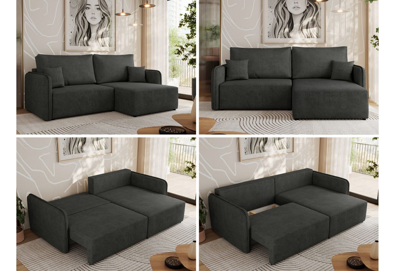 Narożnik MESTO L - strona prawa - ciemnoszary, struktura