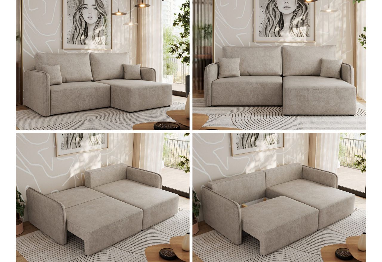 Narożnik MESTO L - strona prawa - beżowy, struktura