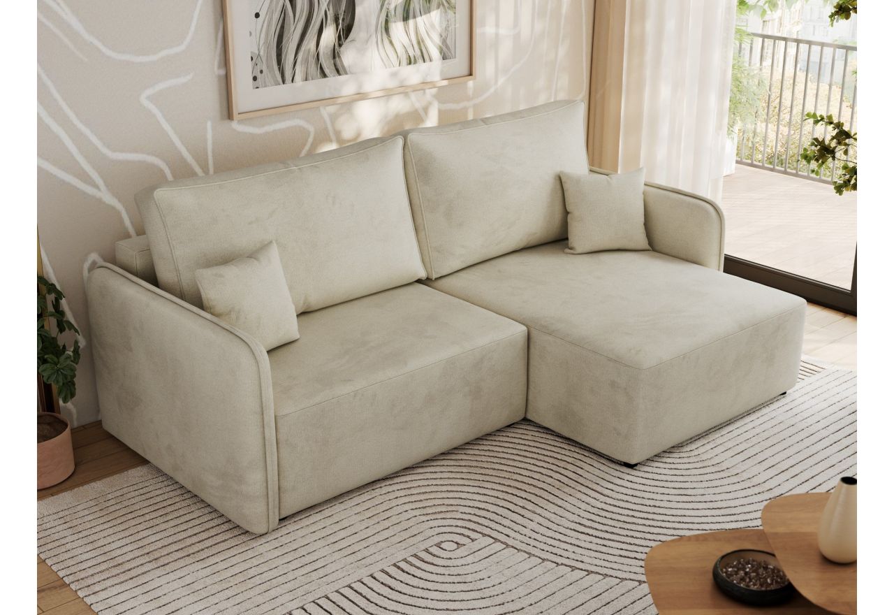 Narożnik MESTO L - strona prawa - beżowy, welvet