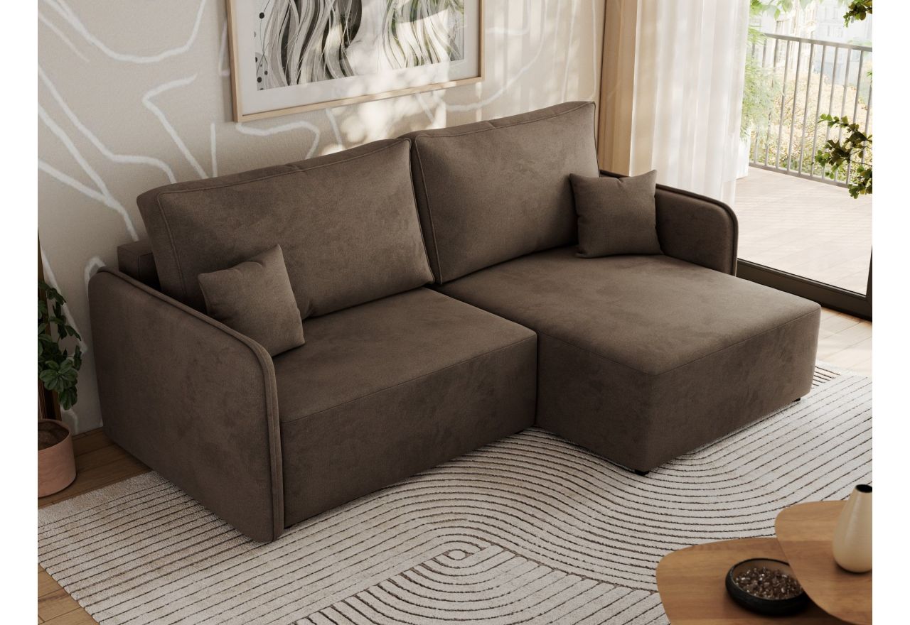 Narożnik MESTO L - strona prawa - brązowy, welvet