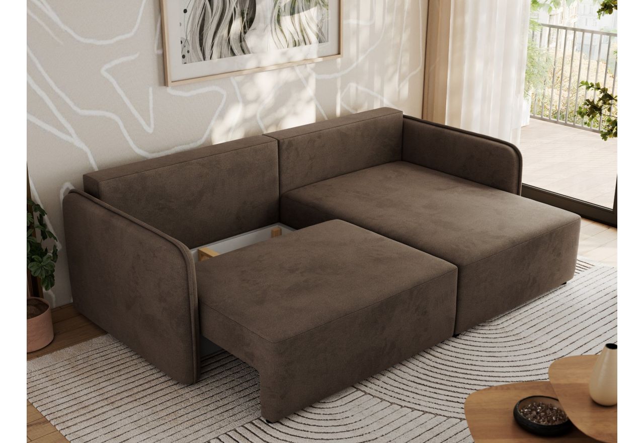 Narożnik MESTO L - strona prawa - brązowy, welvet