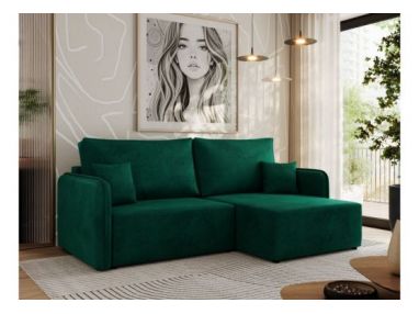 Narożnik MESTO L - strona prawa - ciemnozielony, welvet