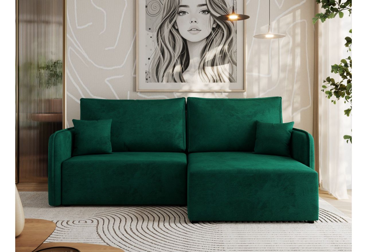 Narożnik MESTO L - strona prawa - ciemnozielony, welvet