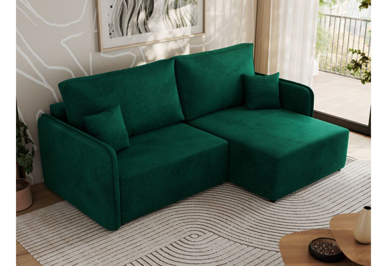 Narożnik MESTO L - strona prawa - ciemnozielony, welvet