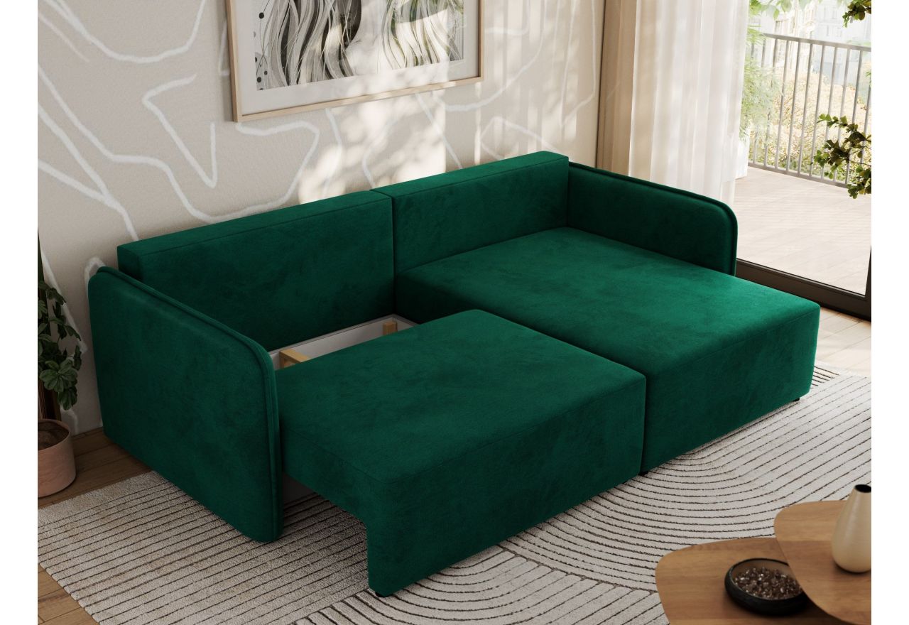 Narożnik MESTO L - strona prawa - ciemnozielony, welvet