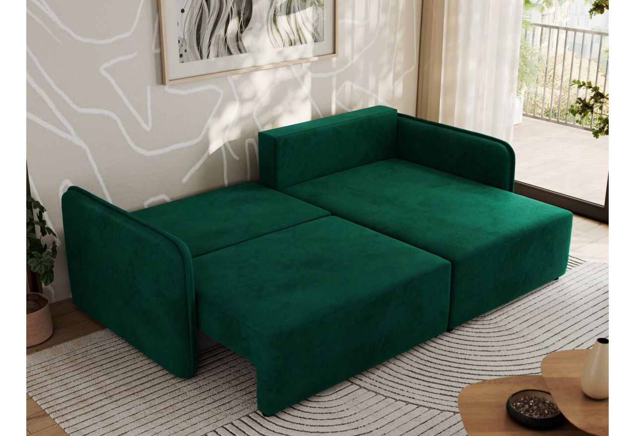Narożnik MESTO L - strona prawa - ciemnozielony, welvet
