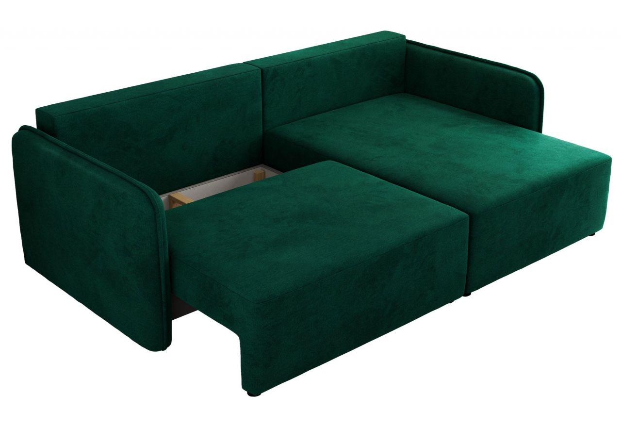 Narożnik MESTO L - strona prawa - ciemnozielony, welvet