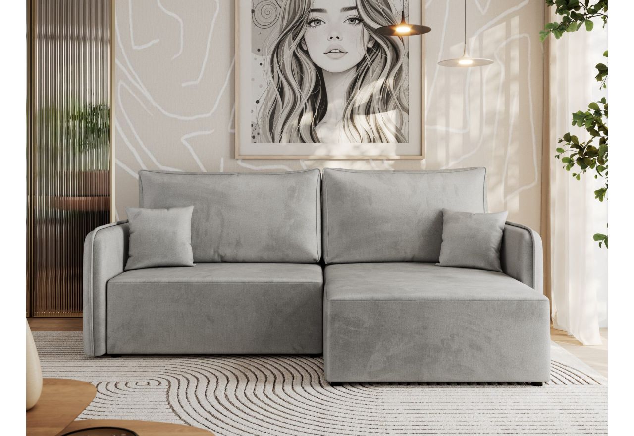 Narożnik MESTO L - strona prawa - jasnoszary, welvet