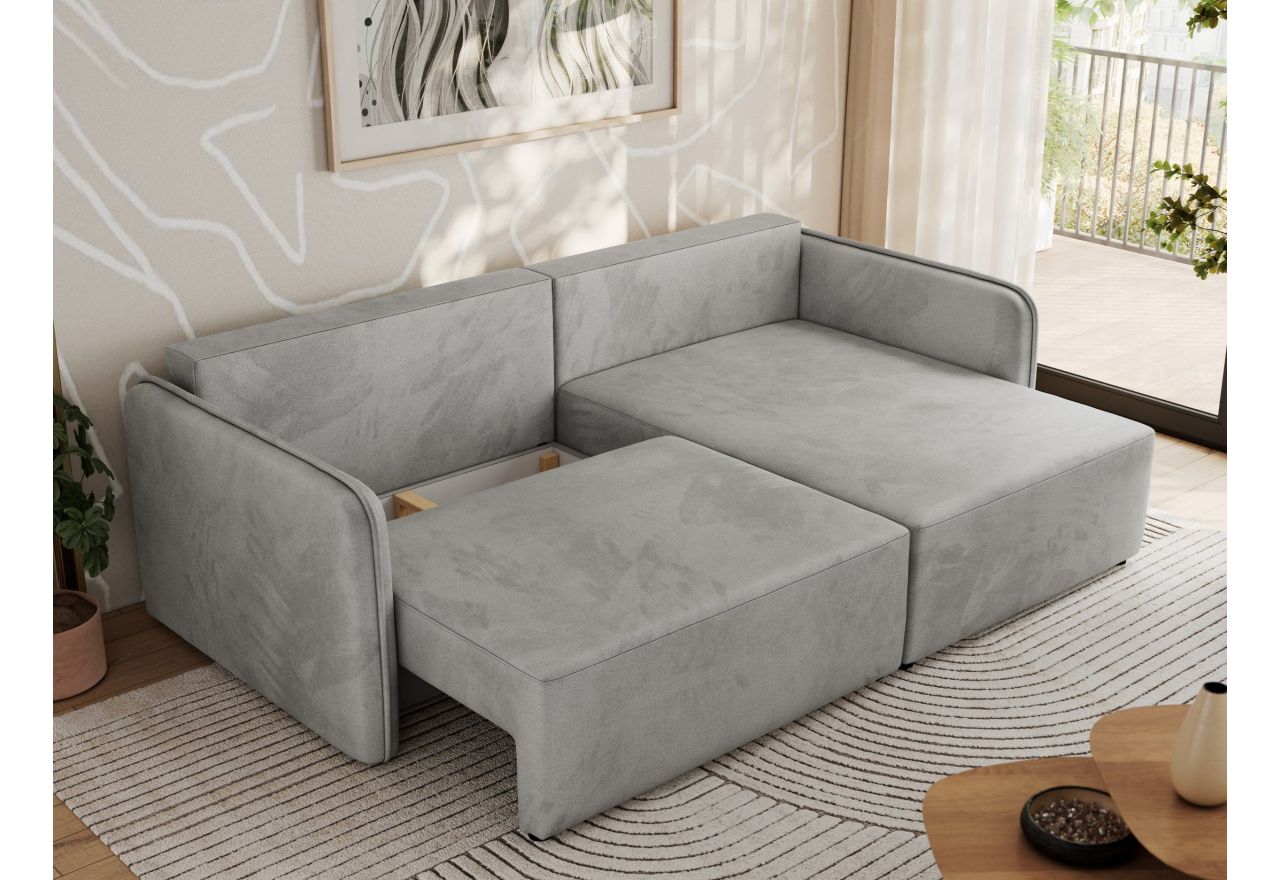 Narożnik MESTO L - strona prawa - jasnoszary, welvet