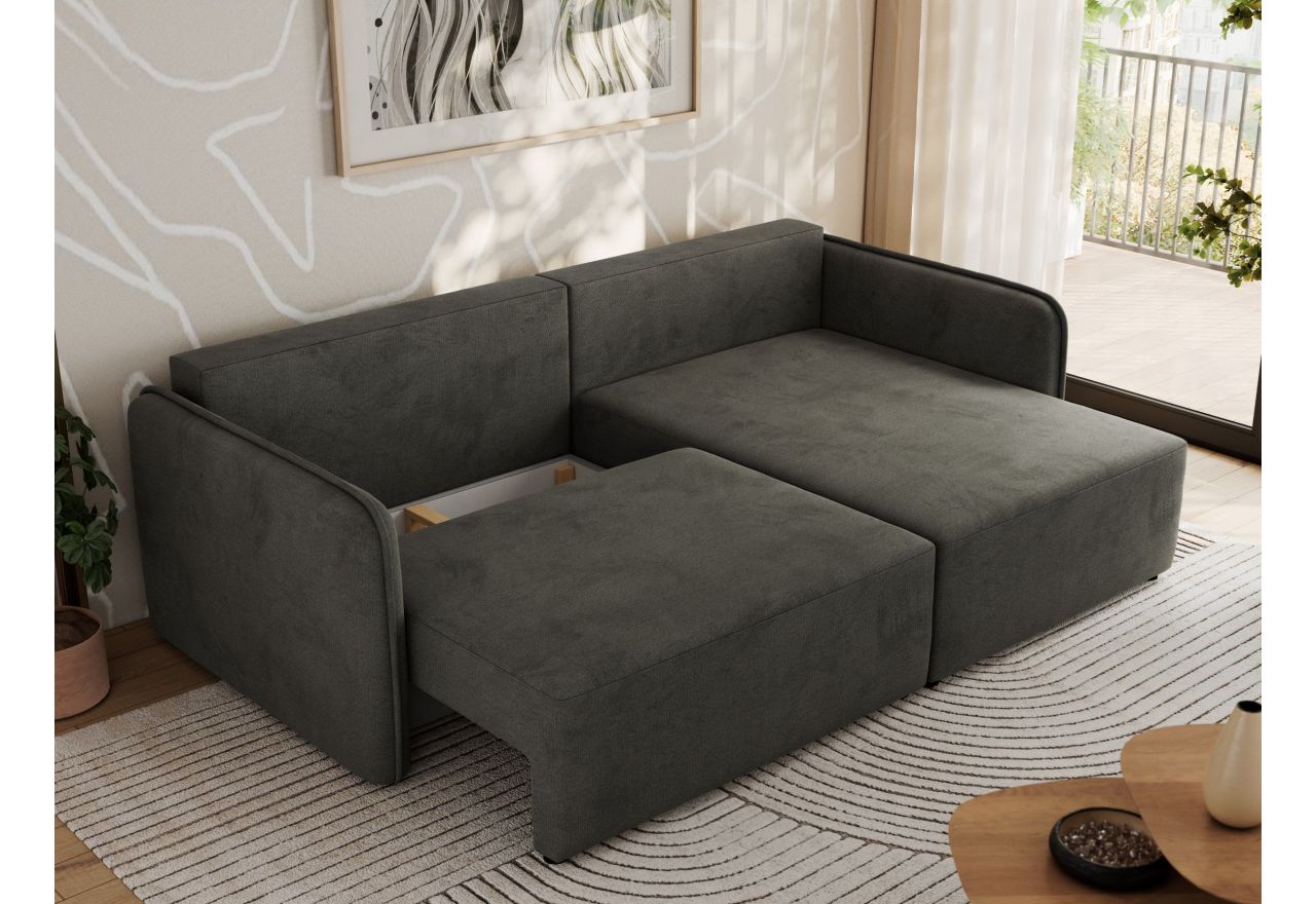 Narożnik MESTO L - strona prawa - ciemnoszary, welvet