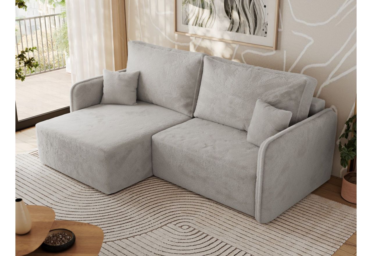 Narożnik MESTO L - strona lewa - jasnoszary, plusz