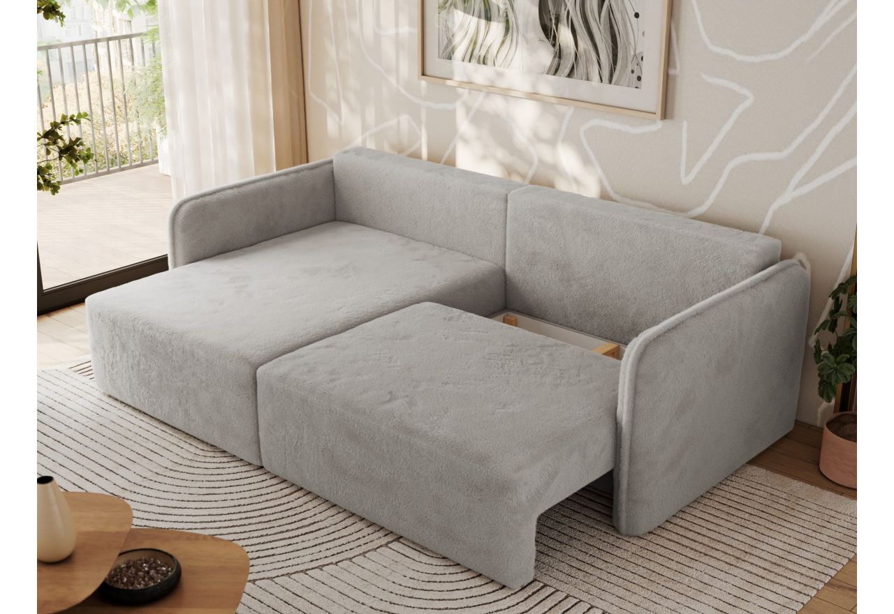 Narożnik MESTO L - strona lewa - jasnoszary, plusz