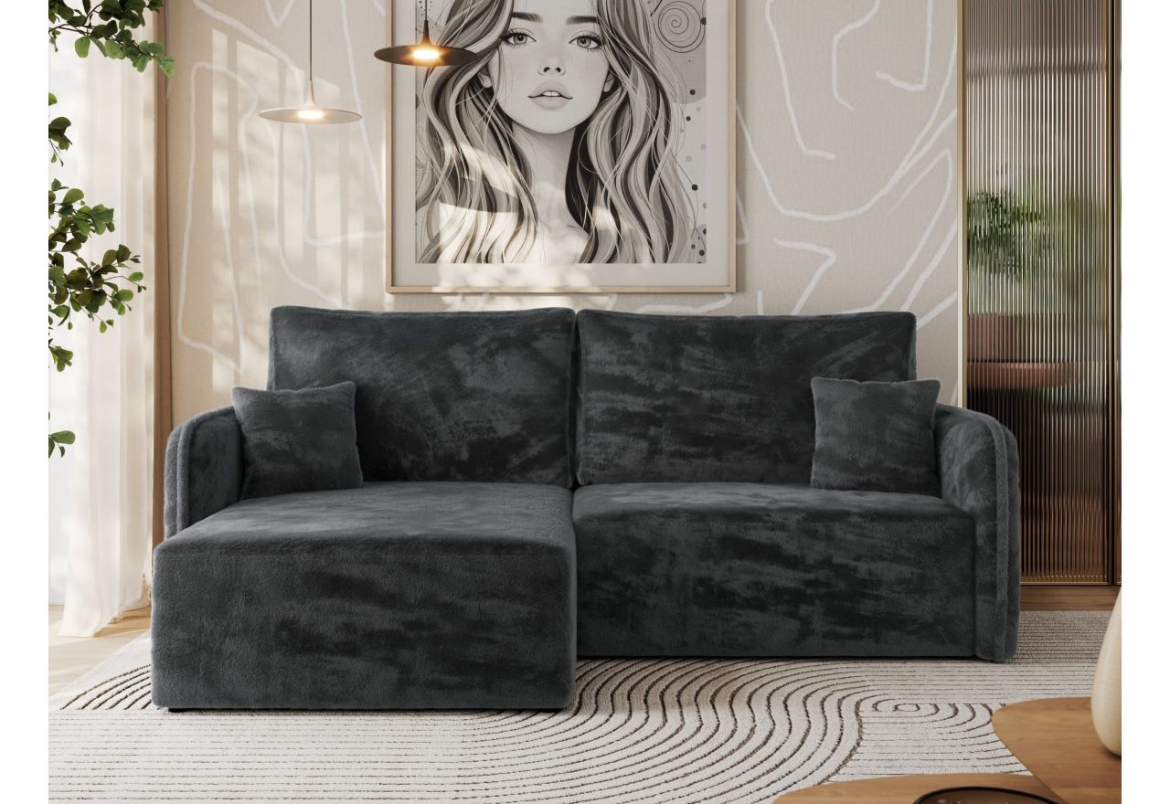 Narożnik MESTO L - strona lewa - ciemnoszary, plusz