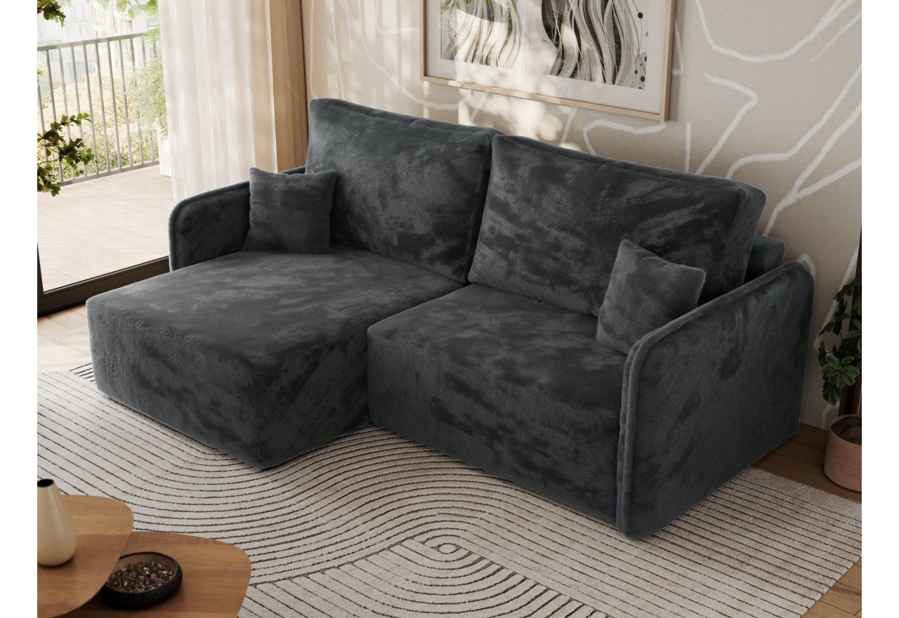 Narożnik MESTO L - strona lewa - ciemnoszary, plusz