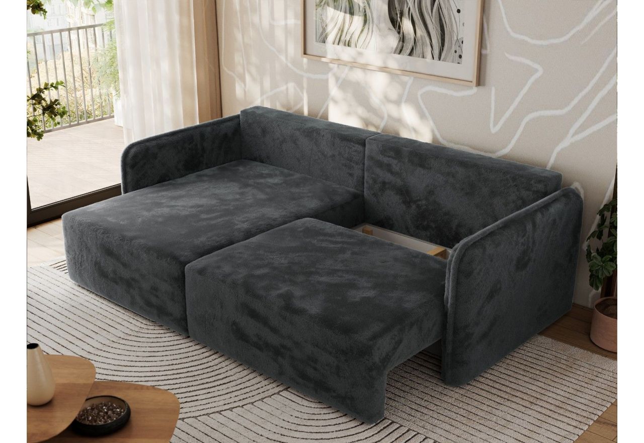 Narożnik MESTO L - strona lewa - ciemnoszary, plusz