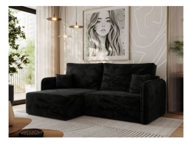 Narożnik MESTO L - strona lewa - czarny, plusz