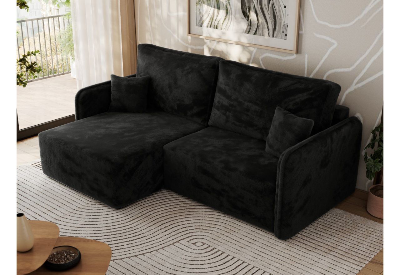 Narożnik MESTO L - strona lewa - czarny, plusz