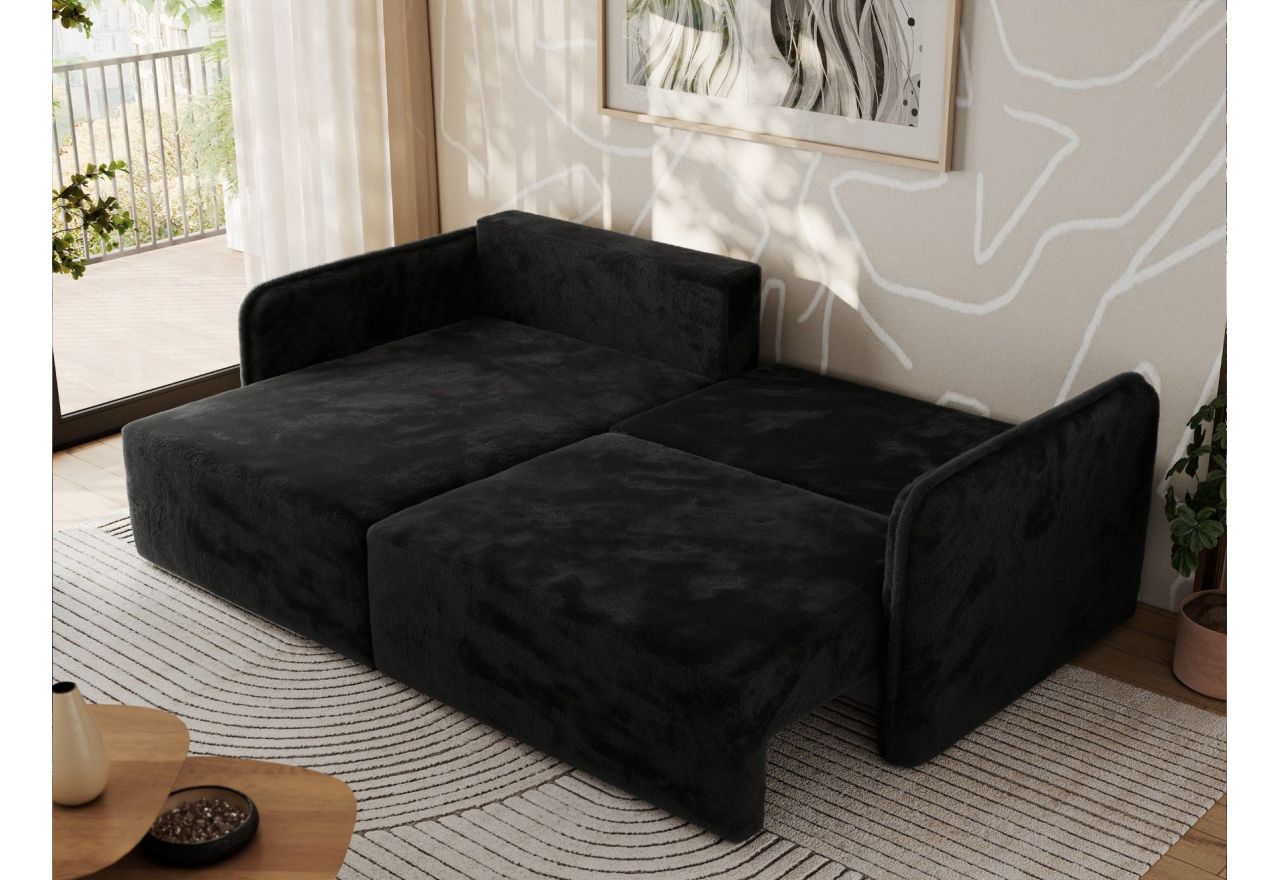 Narożnik MESTO L - strona lewa - czarny, plusz