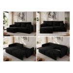 Narożnik MESTO L - strona lewa - czarny, plusz