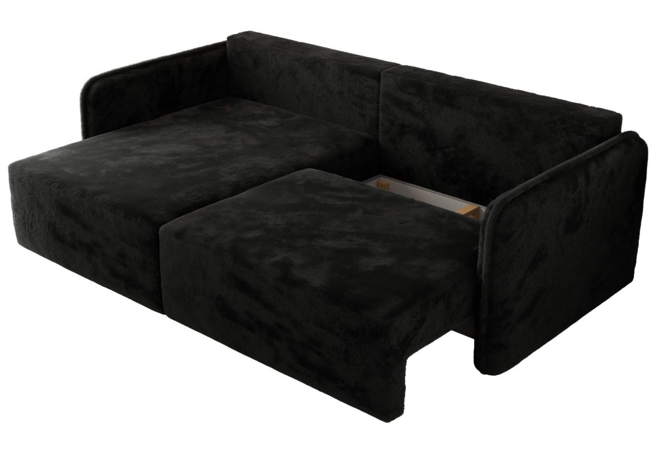 Narożnik MESTO L - strona lewa - czarny, plusz