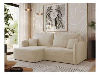 Narożnik MESTO L - strona lewa - kremowy, plusz