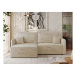 Narożnik MESTO L - strona lewa - kremowy, plusz