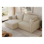 Narożnik MESTO L - strona lewa - kremowy, plusz