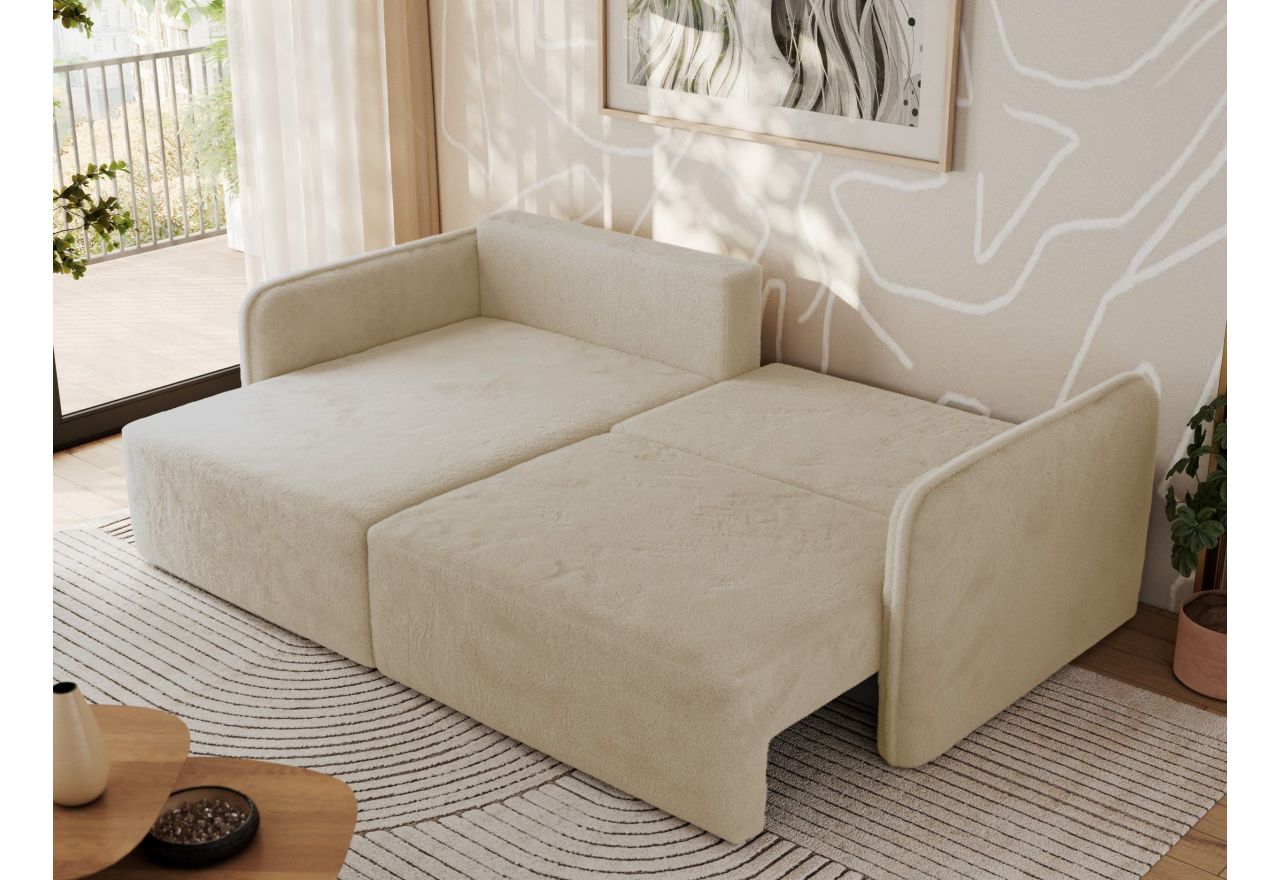 Narożnik MESTO L - strona lewa - kremowy, plusz