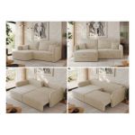 Narożnik MESTO L - strona lewa - kremowy, plusz