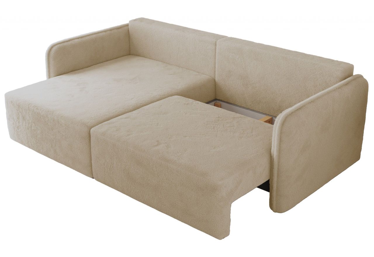 Narożnik MESTO L - strona lewa - kremowy, plusz