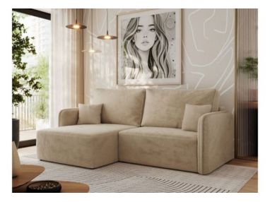 Narożnik MESTO L - strona lewa - beżowy, plusz