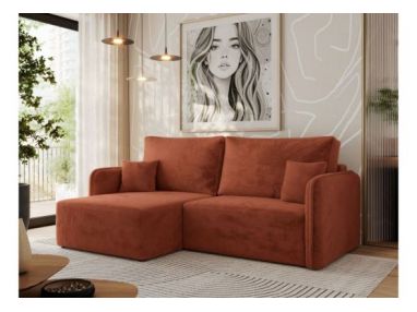 Narożnik MESTO L - strona lewa - pomarańczowy, plusz