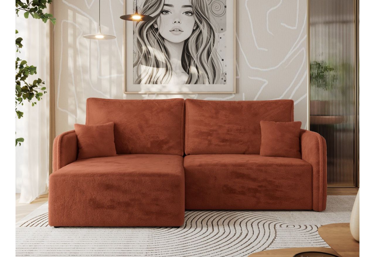 Narożnik MESTO L - strona lewa - pomarańczowy, plusz