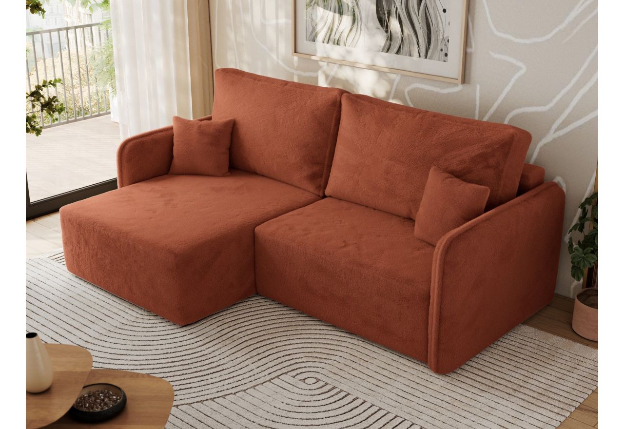 Narożnik MESTO L - strona lewa - pomarańczowy, plusz