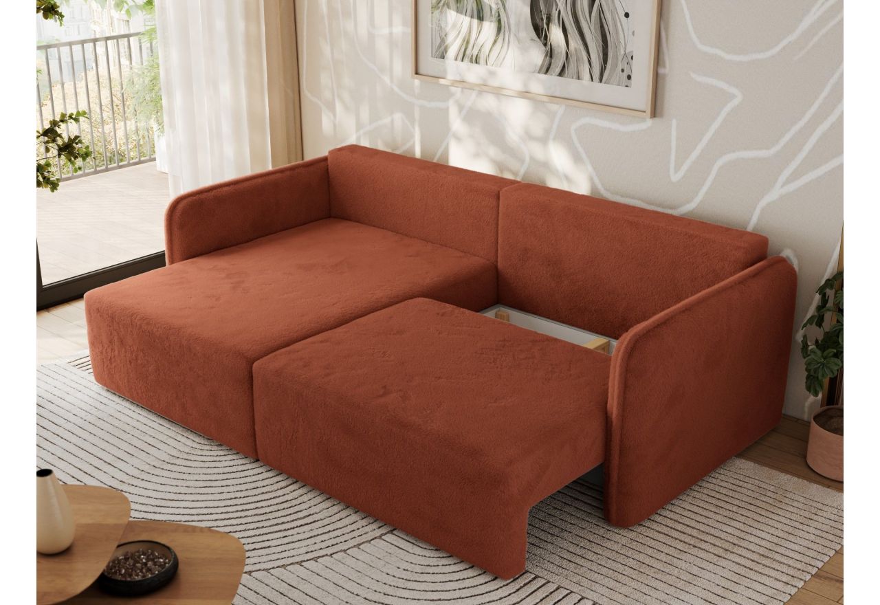 Narożnik MESTO L - strona lewa - pomarańczowy, plusz