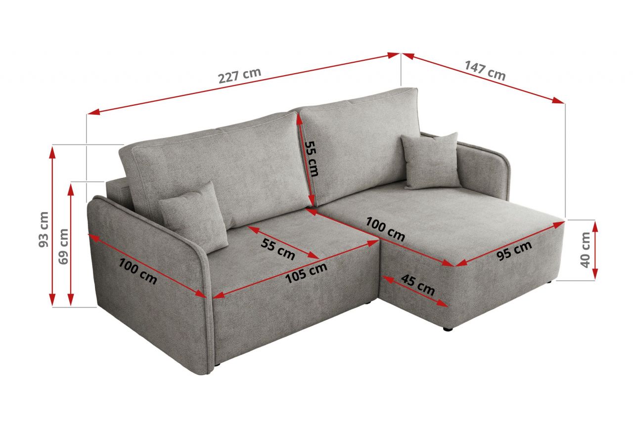 Narożnik MESTO L - strona lewa - jasnoszary, struktura