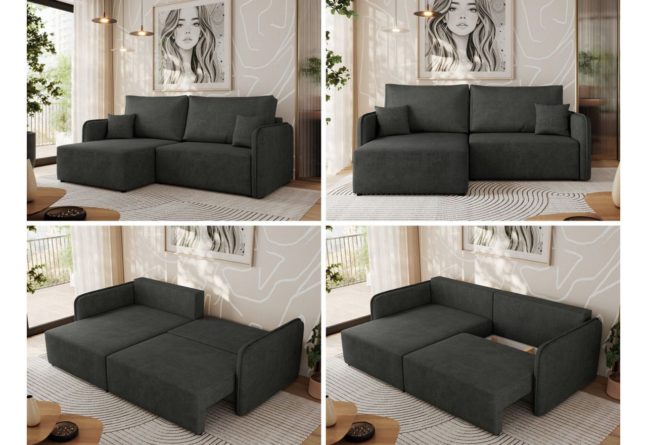 Narożnik MESTO L - strona lewa - szary, struktura